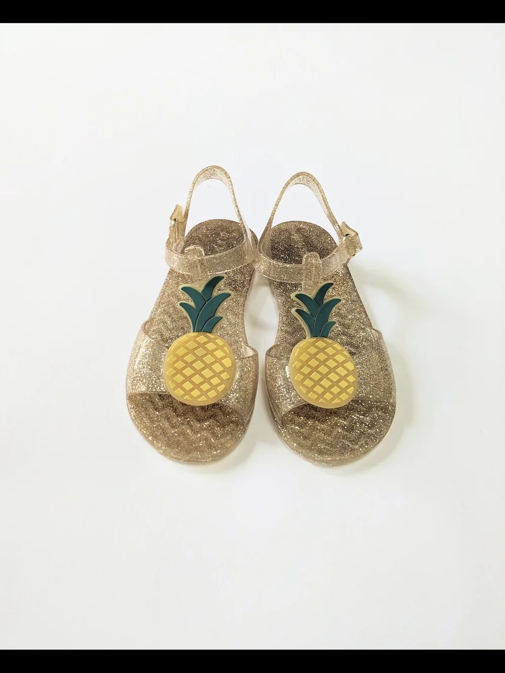 ⚡Old Navy Girls' Gold Glitter Jelly Sandals with Pineapple Accent